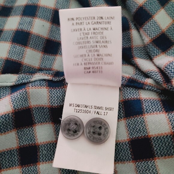 Toad & Co Dakotah Travel Shirt M Blue Green Plaid Button-Front Wool Blend - Picture 7 of 8